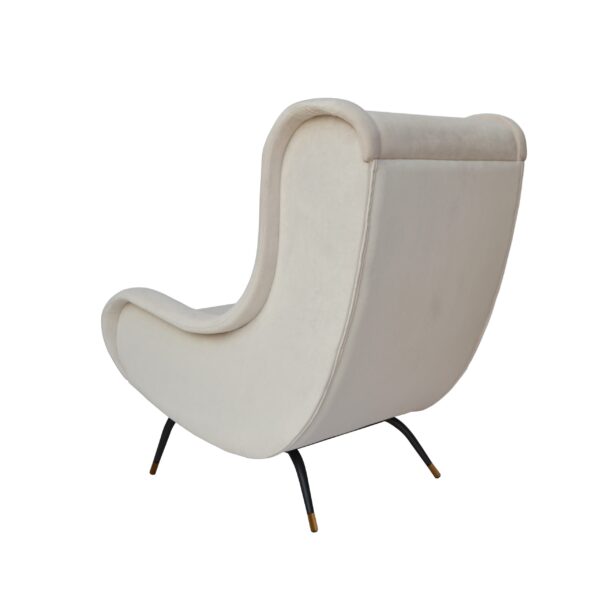 Ivory Beige Velvet Armchair