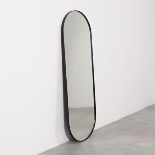 Black oval mirror