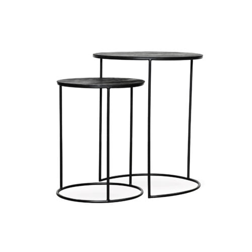 Round black side table