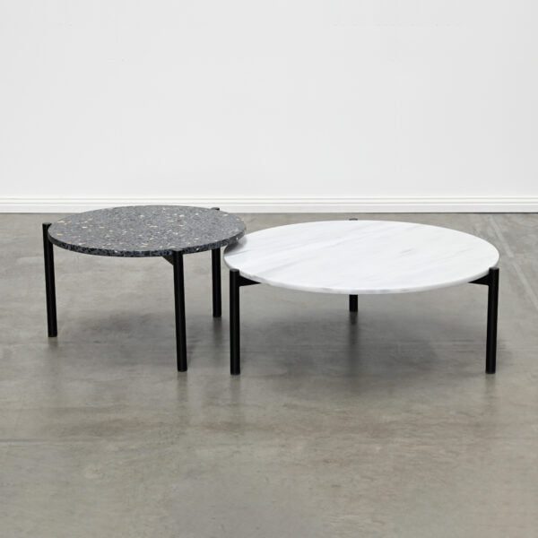 Round black coffee table