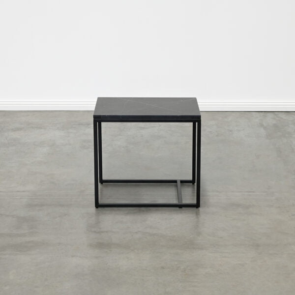 Square black marble side table