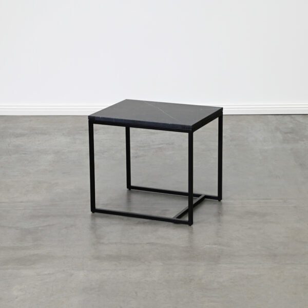 Square black marble side table