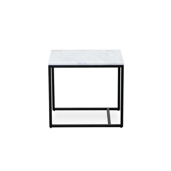 Square white marble side table