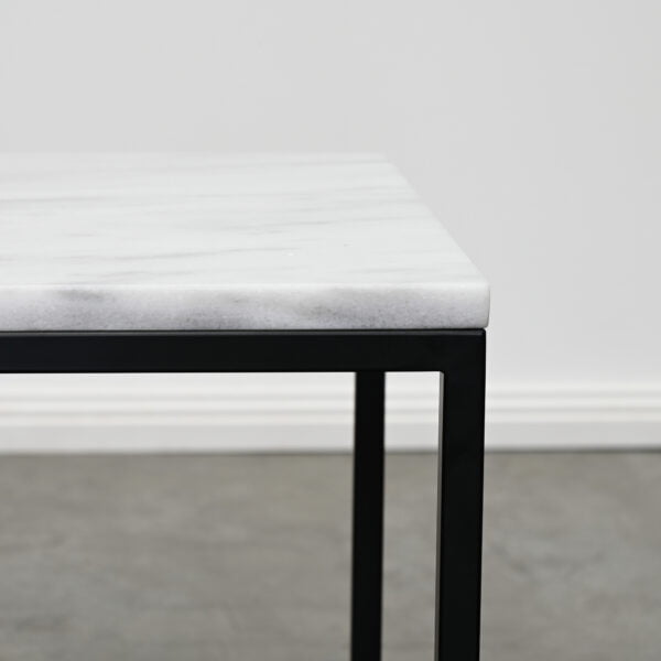 Square white marble side table