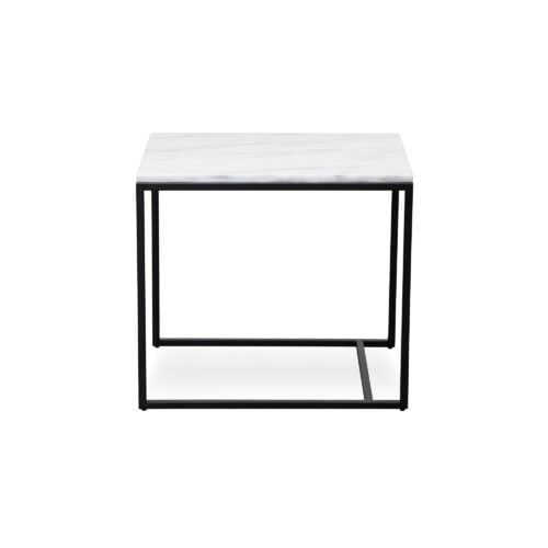 Square white marble side table