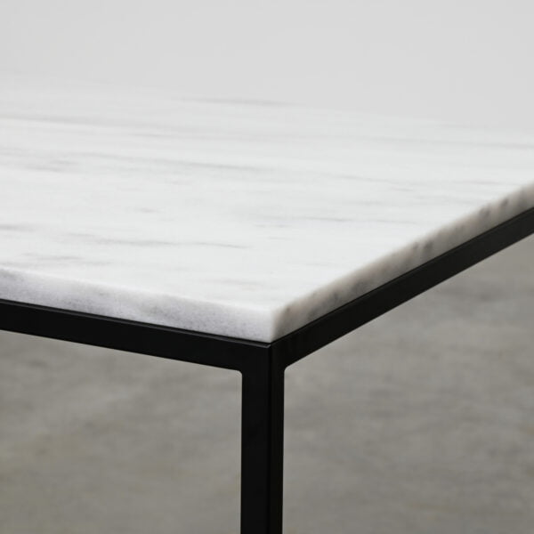 Square white marble side table