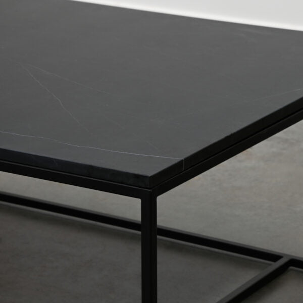 Square black marble coffee table