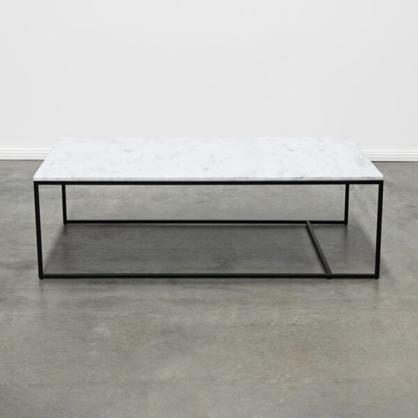 Rectangular white marble coffee table