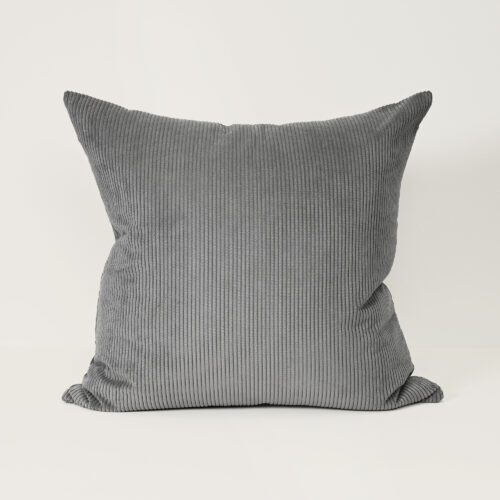 Cord Cushion - Grey - Feather Fill
