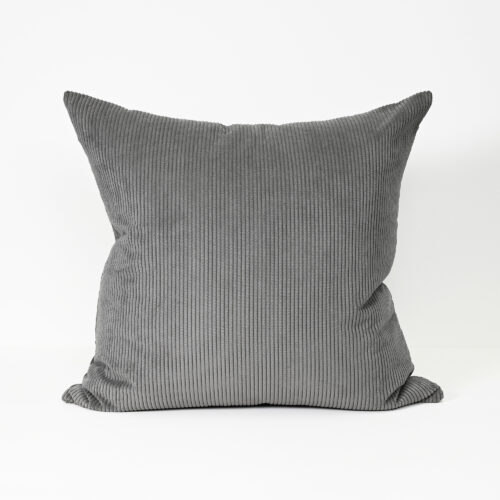 Cord Cushion - Grey - Feather Fill
