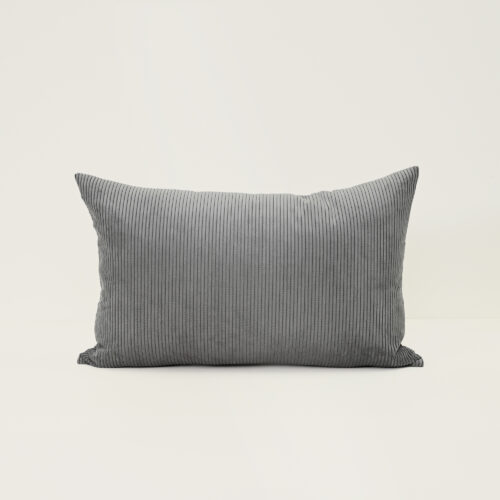 Cord Lumbar Cushion - Grey - Feather Fill