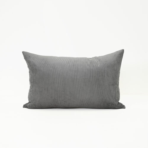 Cord Lumbar Cushion - Grey - Feather Fill