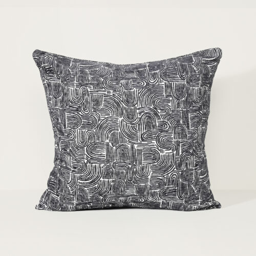 Textures - Charcoal Swirl - Fabric Cushion - 55 X 55