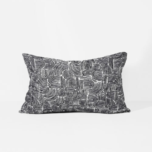 CHARCOAL SWIRL - Fabric Cushion - 37 X 57