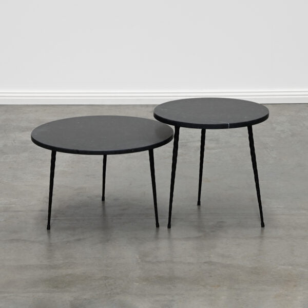 Round black marble side table