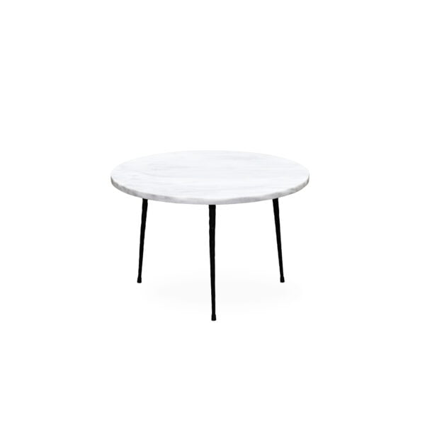 Round white marble side table