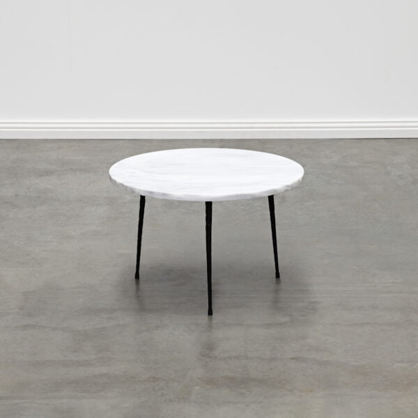 Round white marble side table