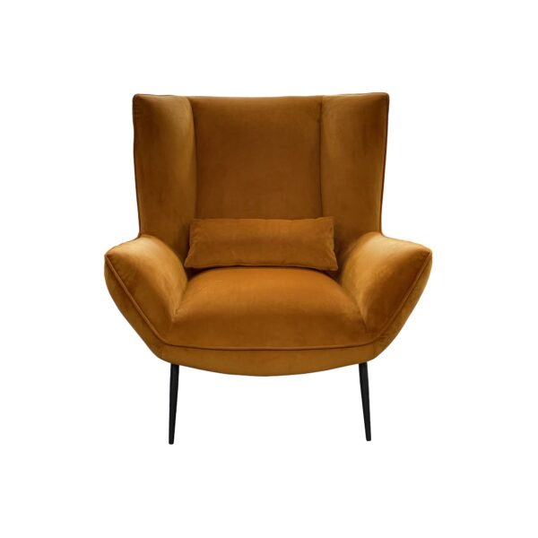 Dark Amber Orange Velvet Armchair