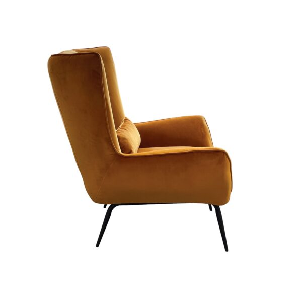 Dark Amber Orange Velvet Armchair