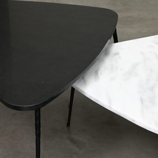 Round black marble side table