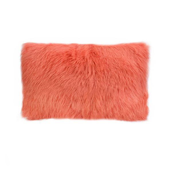 Goat Fur Lumbar Cushion - Coral