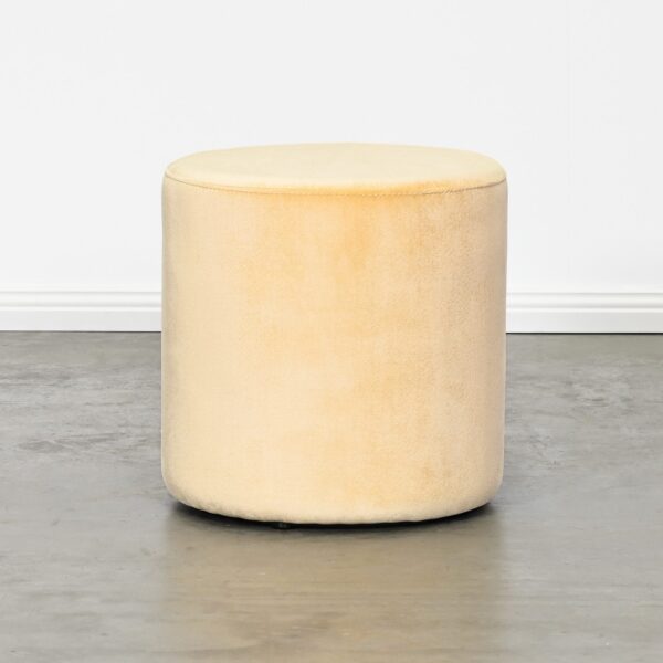 Round Yellow Velvet Ottoman