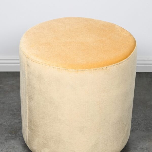 Round Yellow Velvet Ottoman