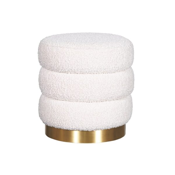 Round Beige Boucle Ottoman