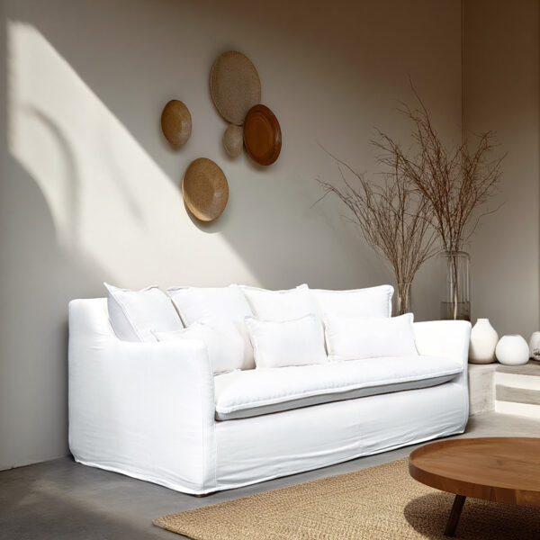 White Cotton Coastal Sofa