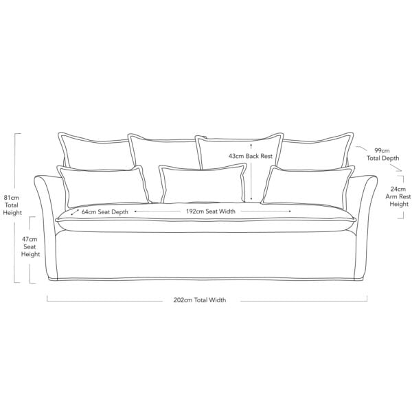 white linen three seater sofa