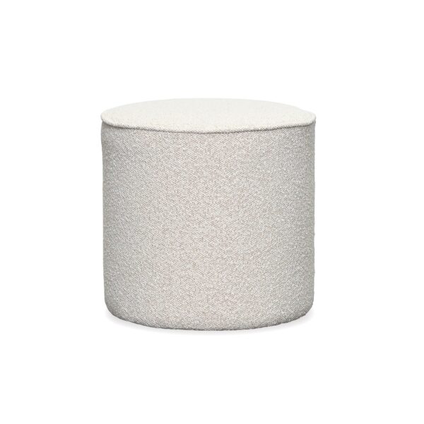 Round Beige Fabric Ottoman