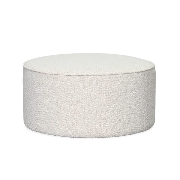 Round Beige Fabric Ottoman