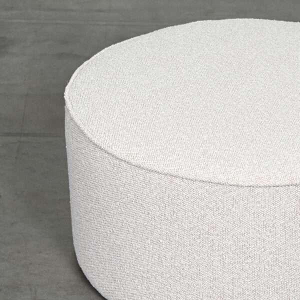 Round Beige Fabric Ottoman