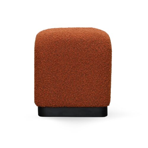 Square Red Boucle Ottoman