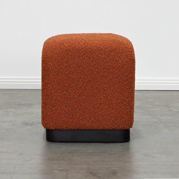 Square Red Boucle Ottoman