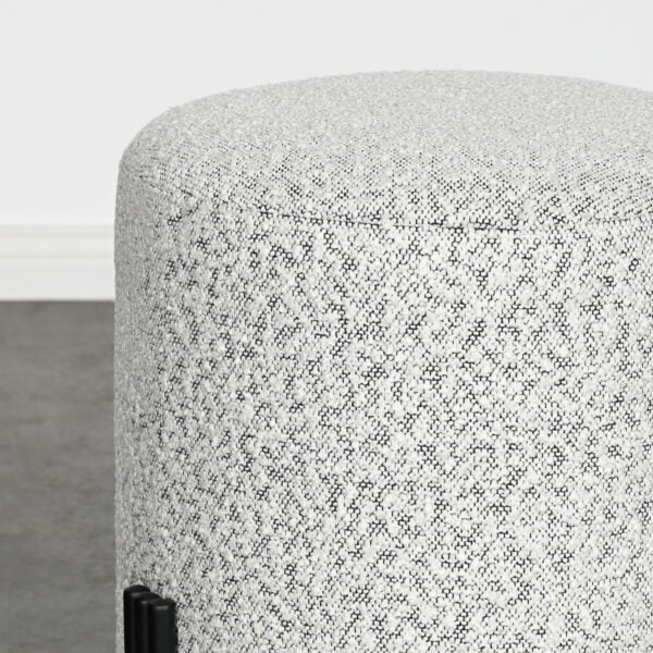 Round Grey Boucle Ottoman