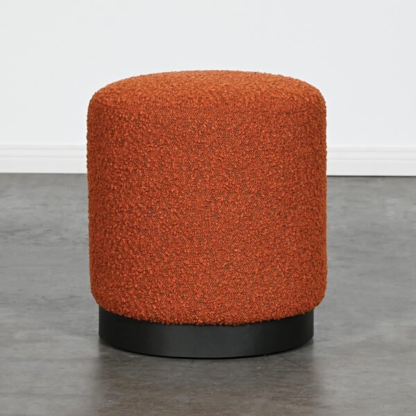 Round Red Boucle Ottoman