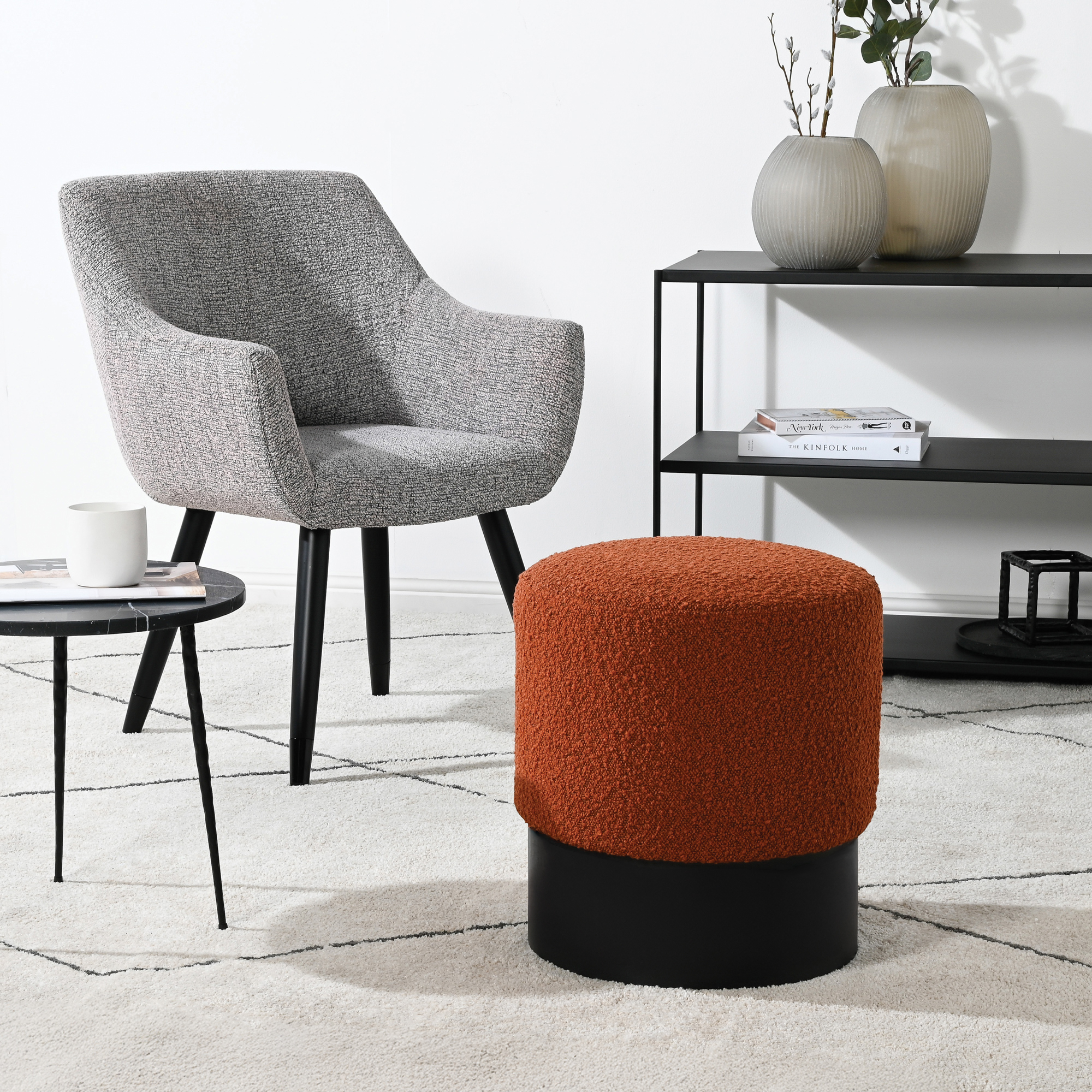 Tribeca Small Ottoman - BRICK BOUCLE - Image 2