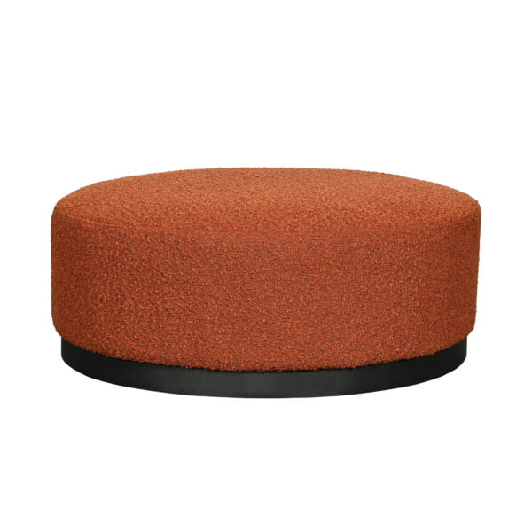 Round Red Boucle Ottoman