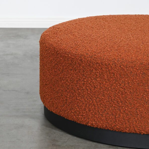 Round Red Boucle Ottoman