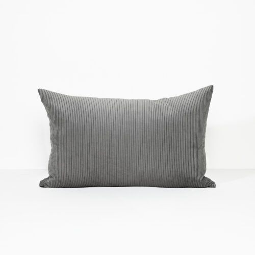 Cord Lumbar Cushion - Grey - Feather Fill