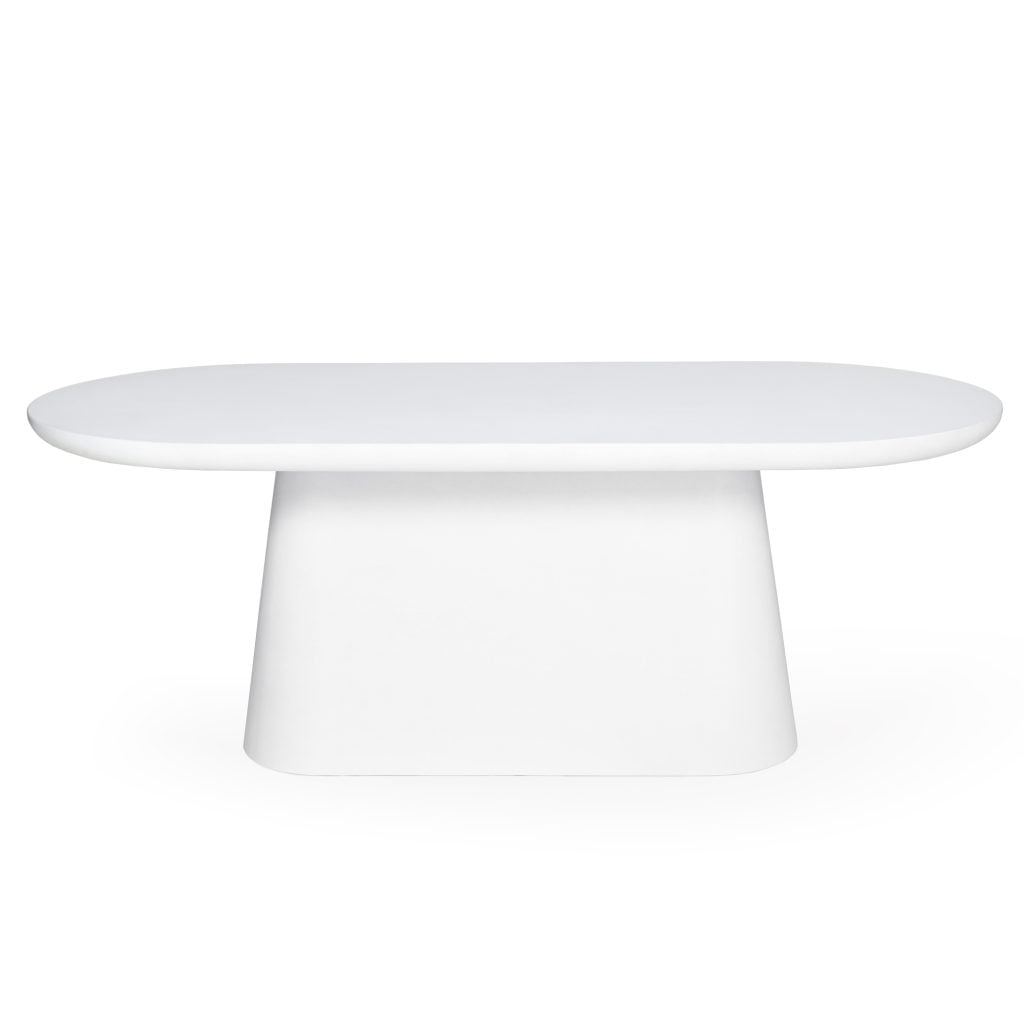 White Concrete Oval Dining Table Indoor Outdoor