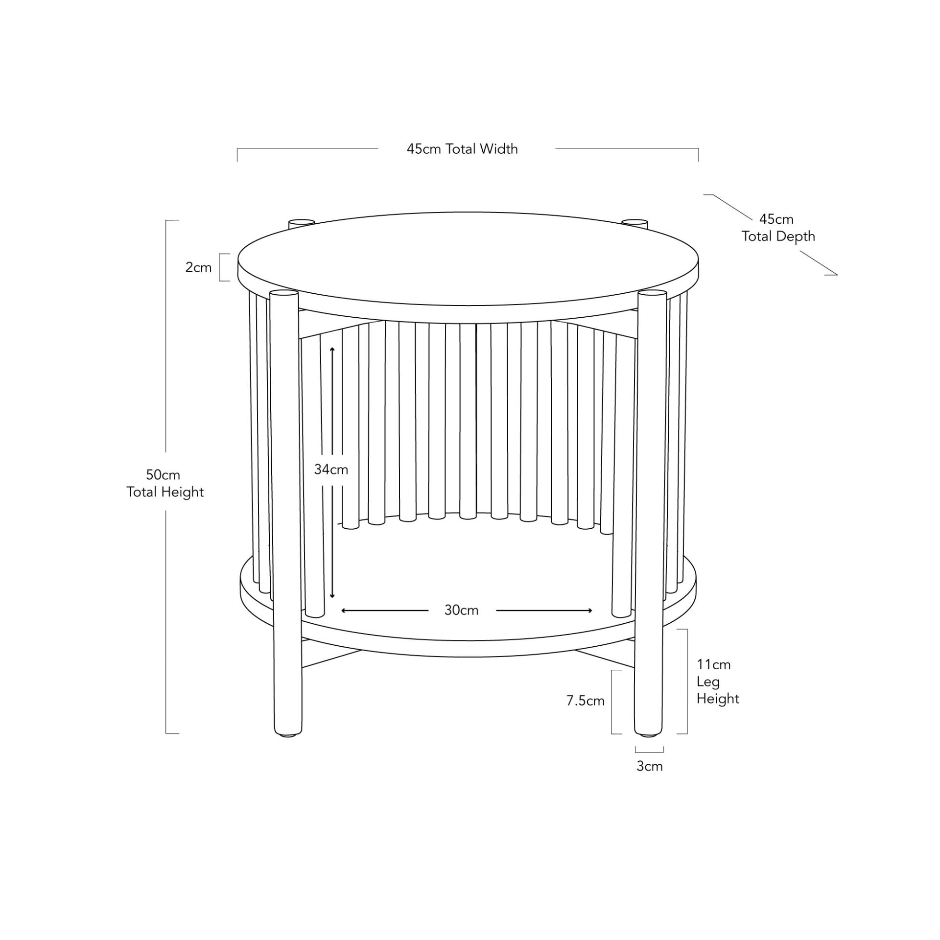 Natural wood round bedside table