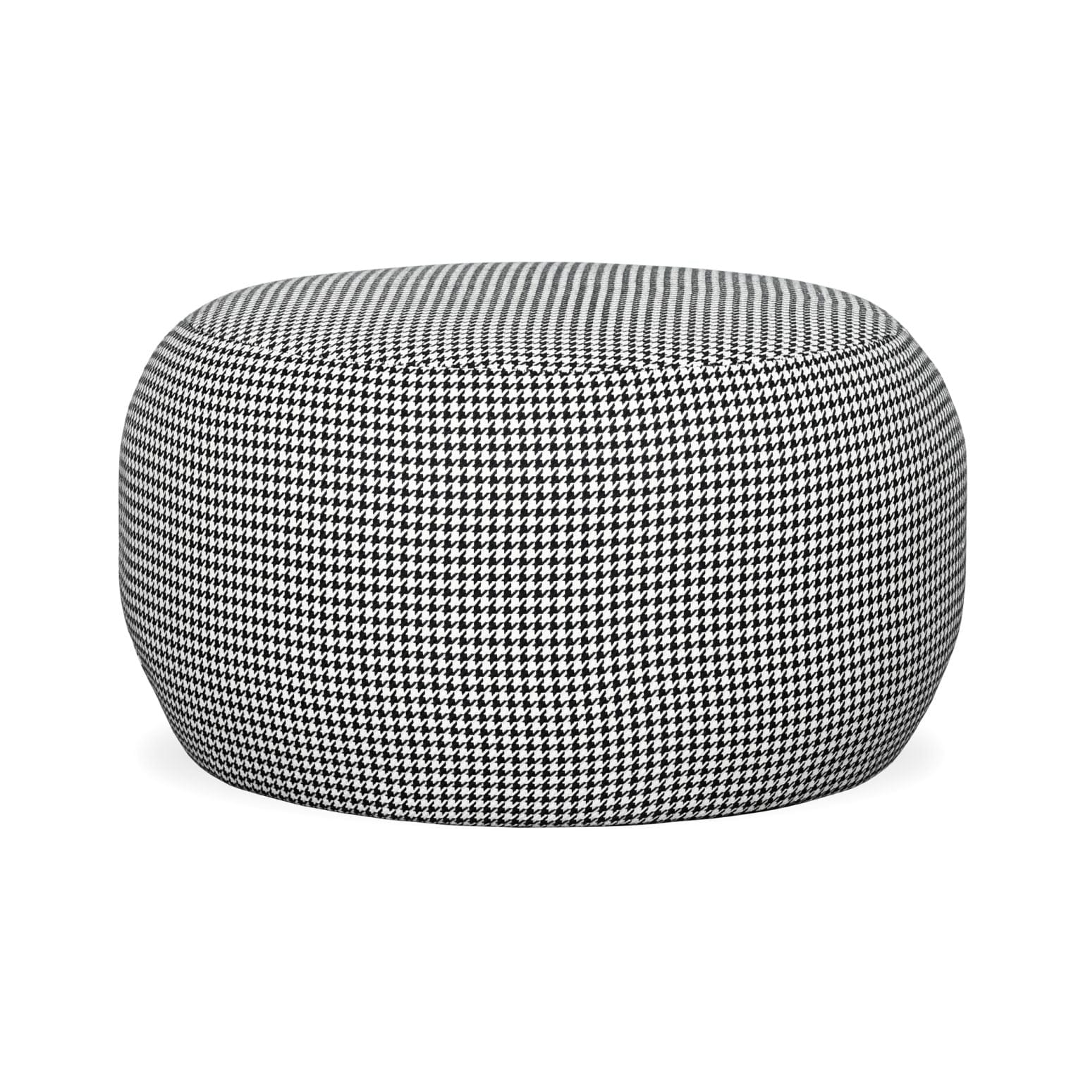 Round grey fabric ottoman