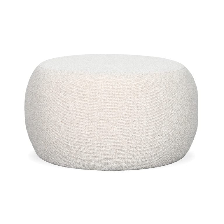 Round Beige Fabric Ottoman