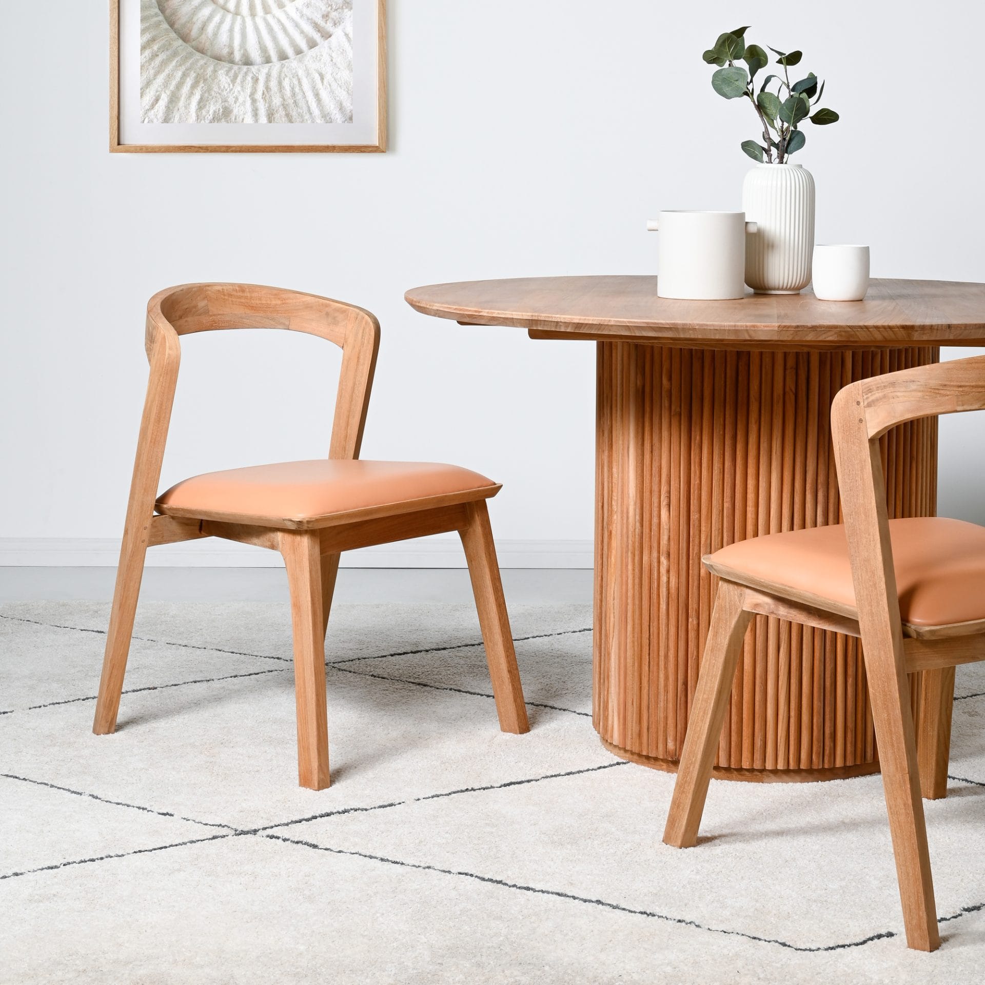 Wood round dining table