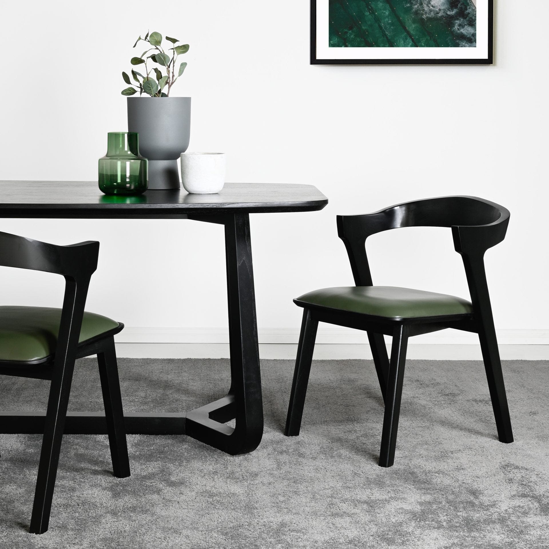 Black wood oval dining table