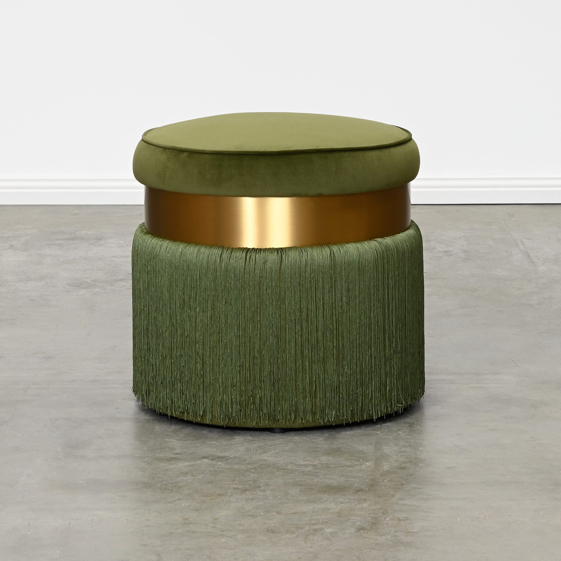 Round Green Velvet Ottoman