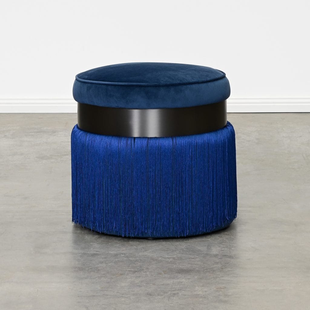 Round Green Velvet Ottoman