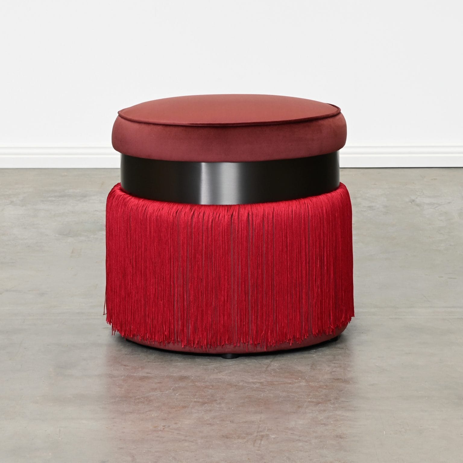 Round Green Velvet Ottoman